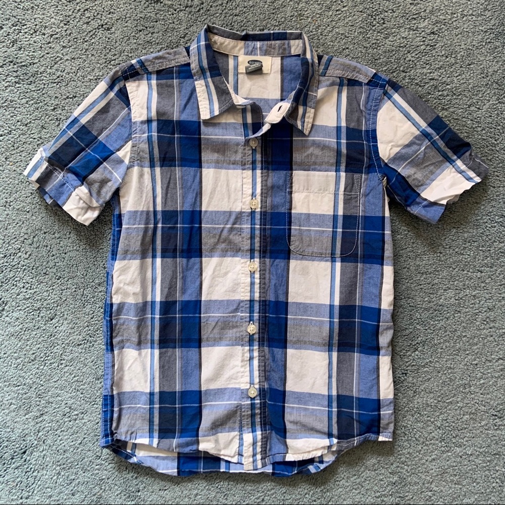 Old Navy plaid short sleeve button down small 6/7